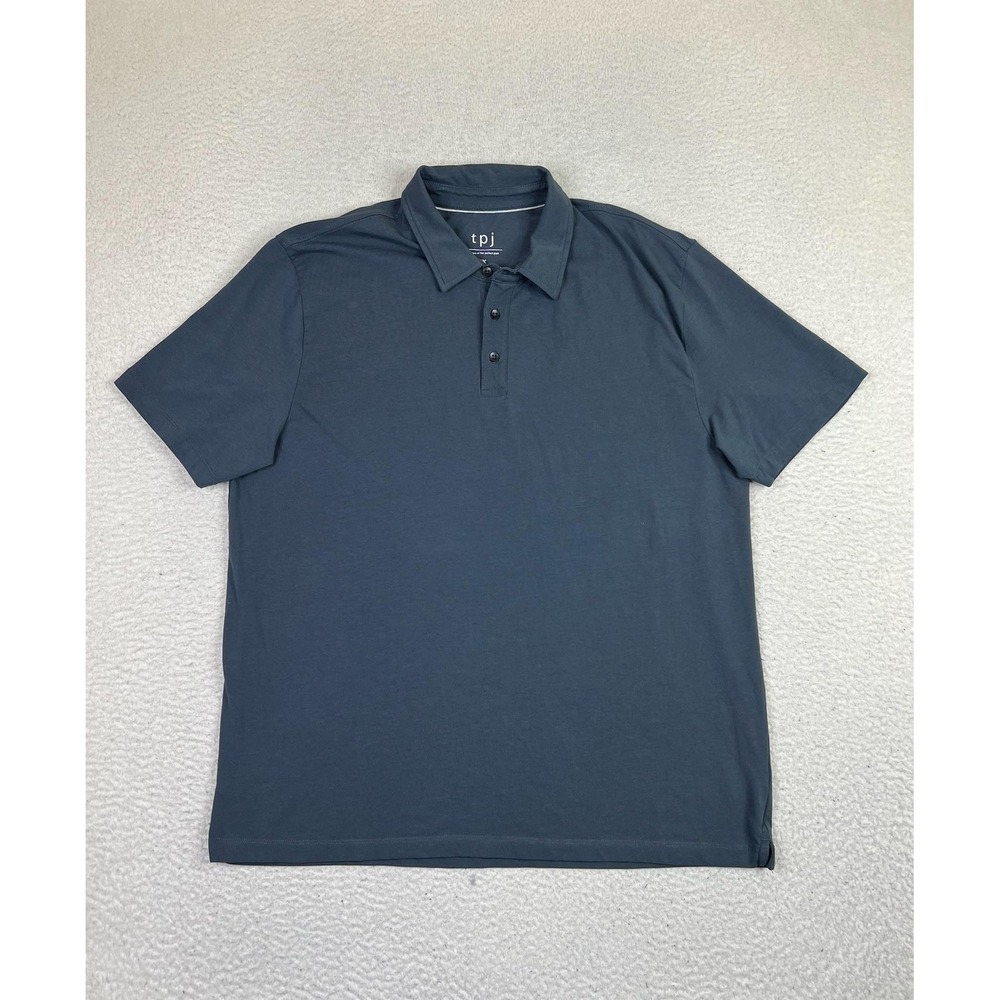 Tpj Polo Shirt Mens 1X Dark Blue Organic Cotton Stretch Casual‎ Golf Top